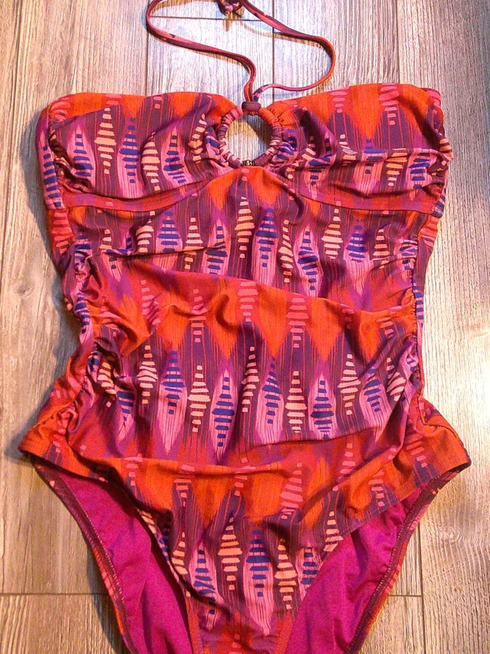 "VIX" by Paula Hermanny Designer 1-Pc Halter SWIMSUIT Plunge Back Woman Sz 12